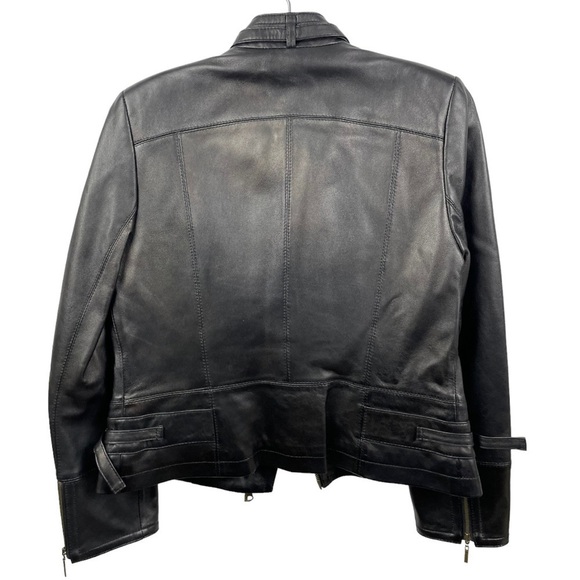 BIANCA Nygard Black Genuine Leather Moto Jacket Size 6 - Picture 3 of 6